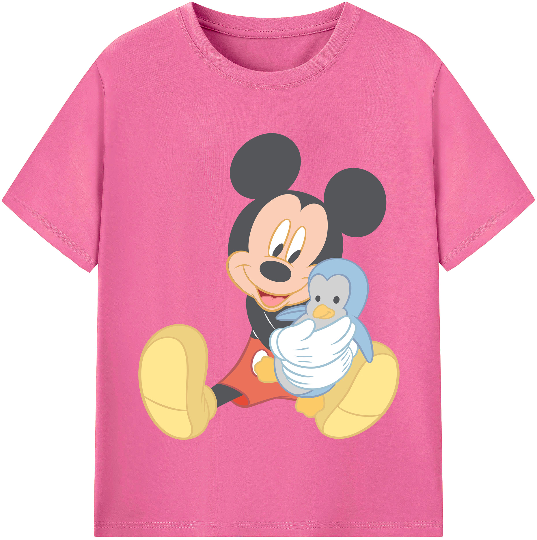 （画像用） ミッキーマウス Mickey Mouse レディースカジュアルプリントTシャツ（綿100％）